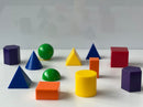 Mini Sólidos Geométricos Coloridos – Kit com 12 Peças e Livro Didático